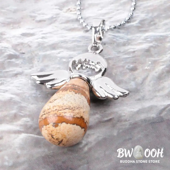 Buddha Stones Little Angel Wings Natural Crystal Luck Necklace Pendant - BWOOOH - Necklaces &amp; Pendants