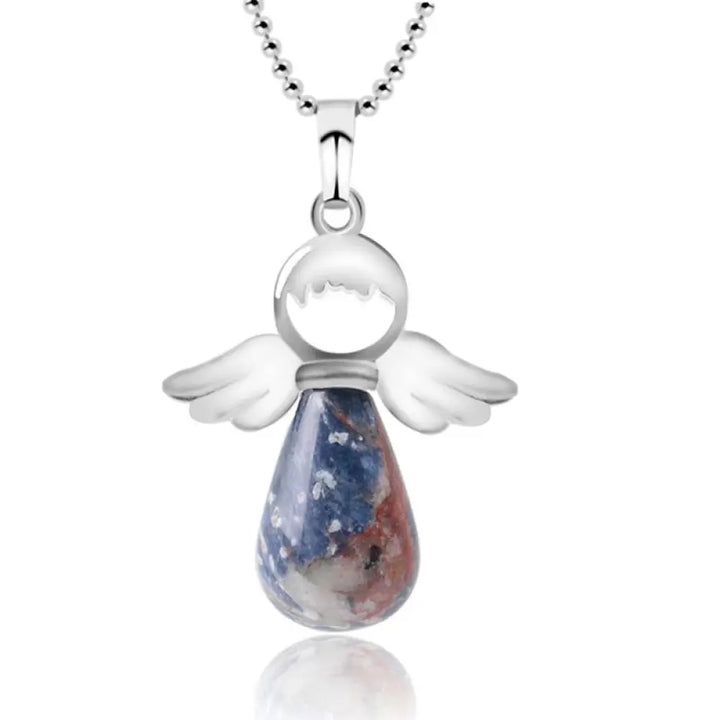 BWOOOH natural crystal angel wings healing necklace chakra spiritual jewelry pendant