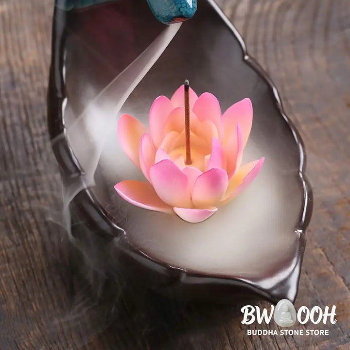 BWOOOH Little Deer Ceramic Lotus Meditation Incense Burner Decoration - Decorations Incense Burner