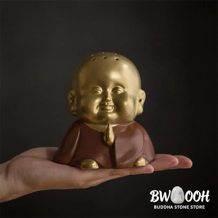 BWOOOH Little Buddha Laughing Buddha Ceramic Healing Incense Burner - Little Buddha - Incense Burner