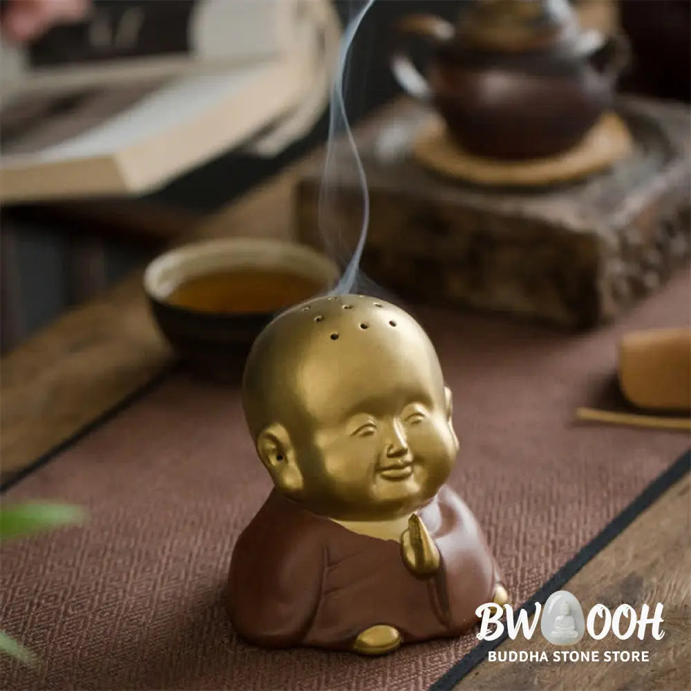 BWOOOH Little Buddha Laughing Buddha Ceramic Healing Incense Burner - Little Buddha - Incense Burner