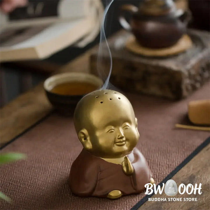 BWOOOH Little Buddha Laughing Buddha Ceramic Healing Incense Burner - Little Buddha - Incense Burner