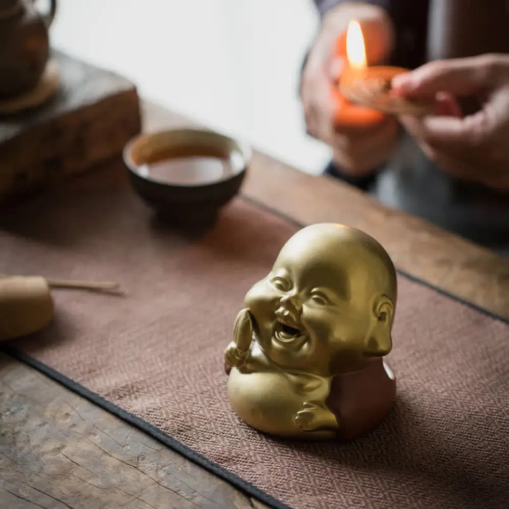 BWOOOH Little Buddha Laughing Buddha Ceramic Healing Incense Burner - Little Buddha - Incense Burner