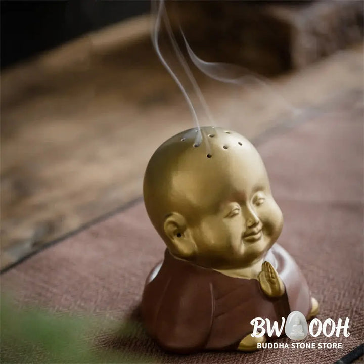BWOOOH Little Buddha Laughing Buddha Ceramic Healing Incense Burner - Little Buddha - Incense Burner