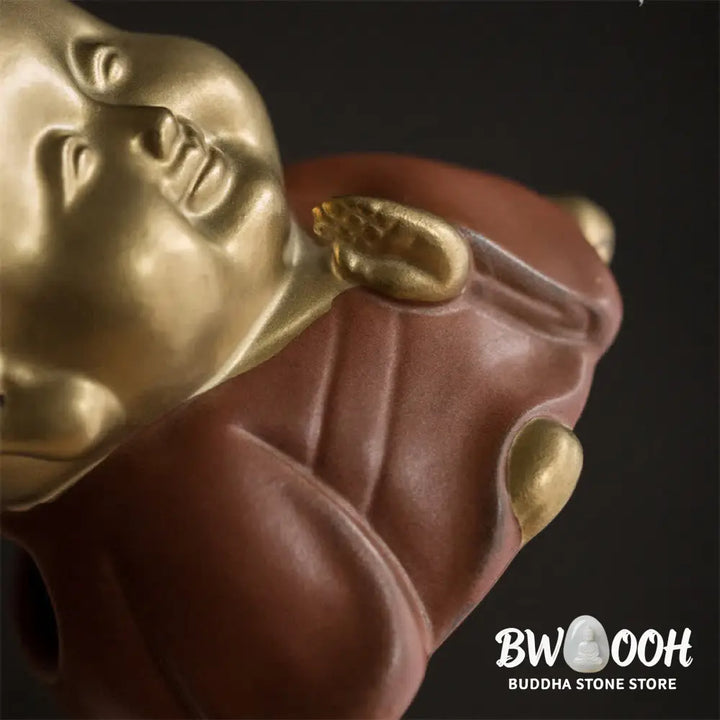 BWOOOH Little Buddha Laughing Buddha Ceramic Healing Incense Burner - Little Buddha - Incense Burner