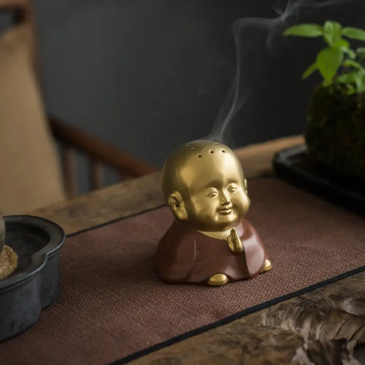BWOOOH Little Buddha Laughing Buddha Ceramic Healing Incense Burner - Little Buddha - Incense Burner