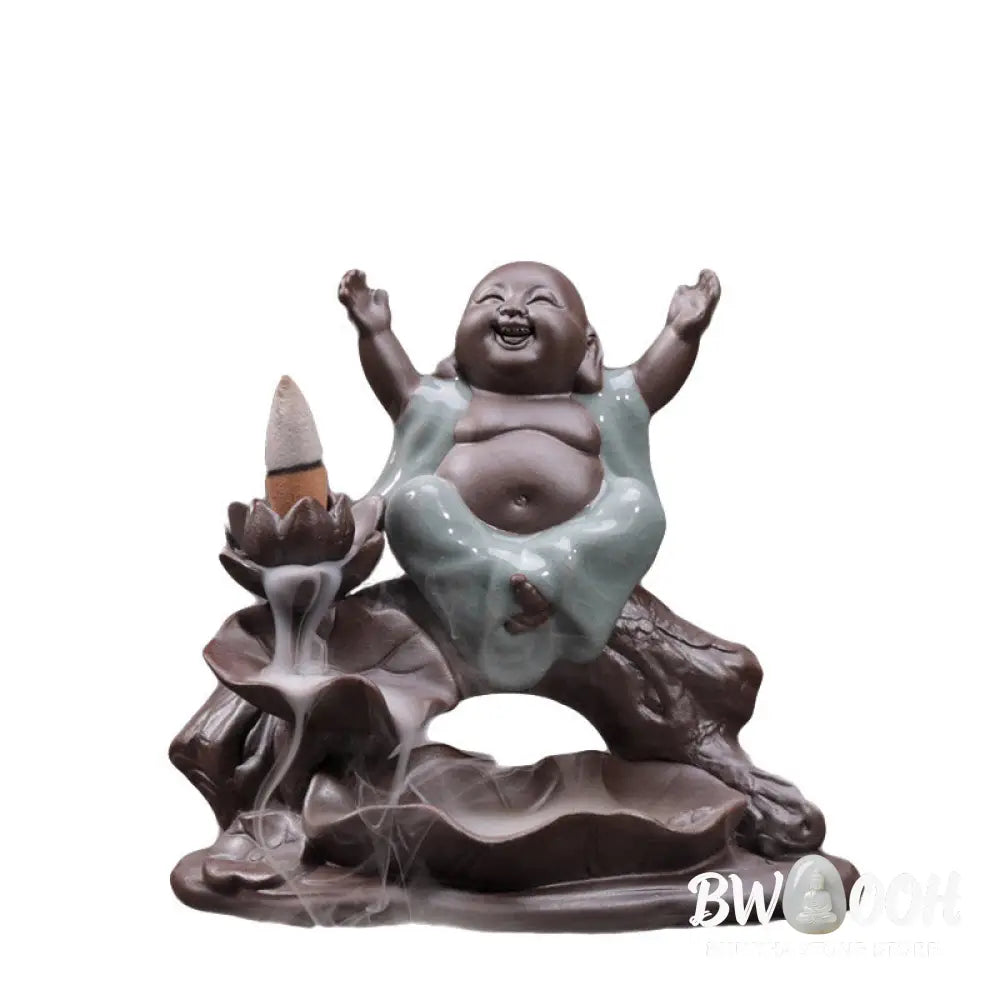 BWOOOH Little Monk Ceramic Lotus Blessing Incense Burner Decoration - Decorations Incense Burner