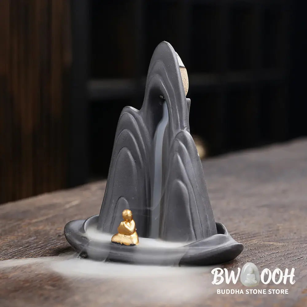 BWOOOH ceramic backflow incense burner - Little Monk Mountains Flowing Water