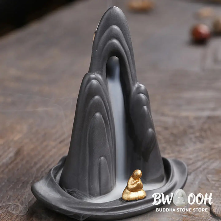 BWOOOH ceramic backflow incense burner - Little Monk Mountains Flowing Water