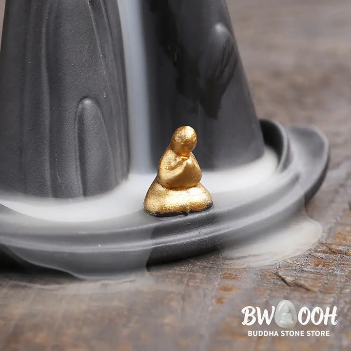 BWOOOH ceramic backflow incense burner - Little Monk Mountains Flowing Water