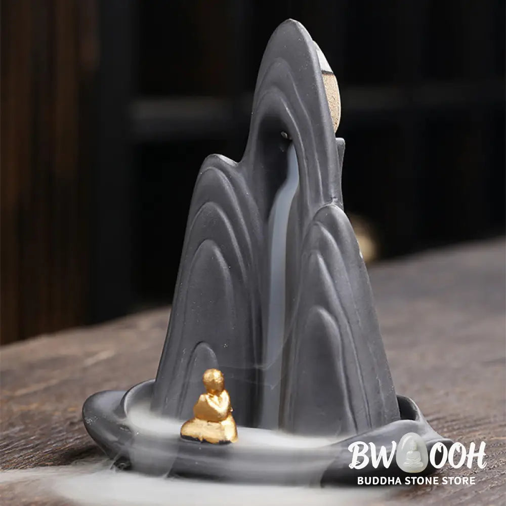 BWOOOH ceramic backflow incense burner - Little Monk Mountains Flowing Water