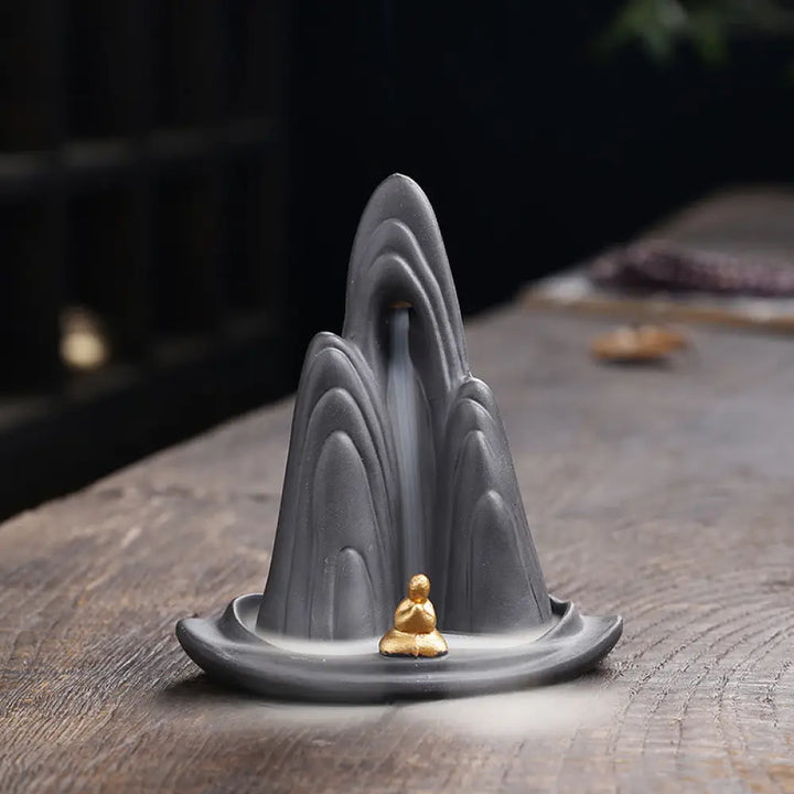 BWOOOH ceramic backflow incense burner - Little Monk Mountains Flowing Water