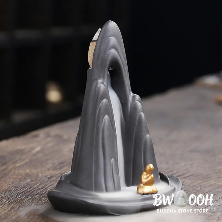 BWOOOH ceramic backflow incense burner - Little Monk Mountains Flowing Water