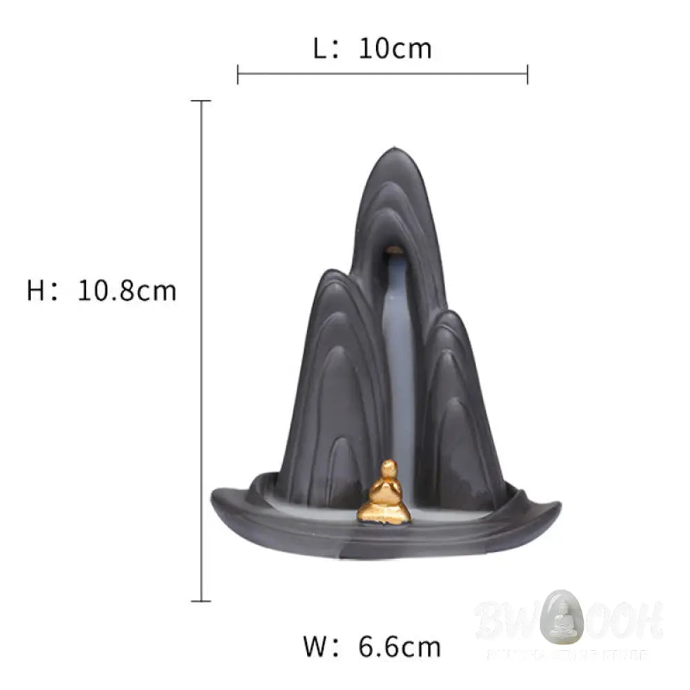 BWOOOH ceramic backflow incense burner - Little Monk Mountains Flowing Water
