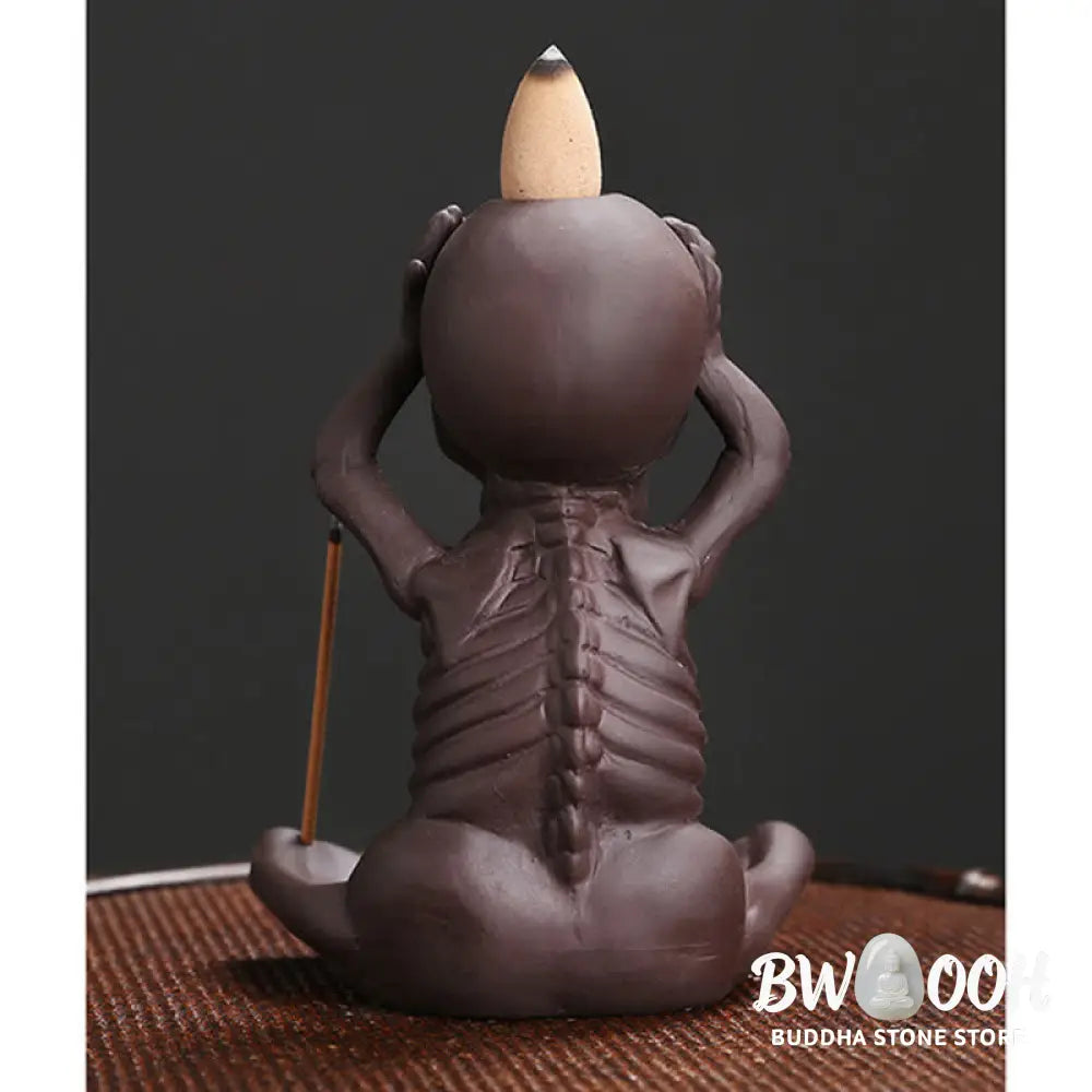 BWOOOH Little Skull Ghost Purple Clay Backflow Smoke Fountain Peace Incense Burner Decoration - Incense Burner