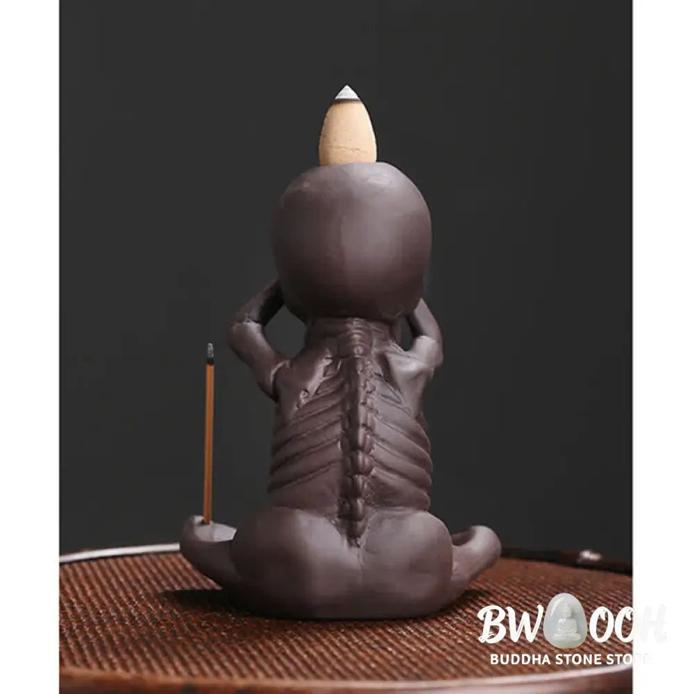 BWOOOH Little Skull Ghost Purple Clay Backflow Smoke Fountain Peace Incense Burner Decoration - Incense Burner