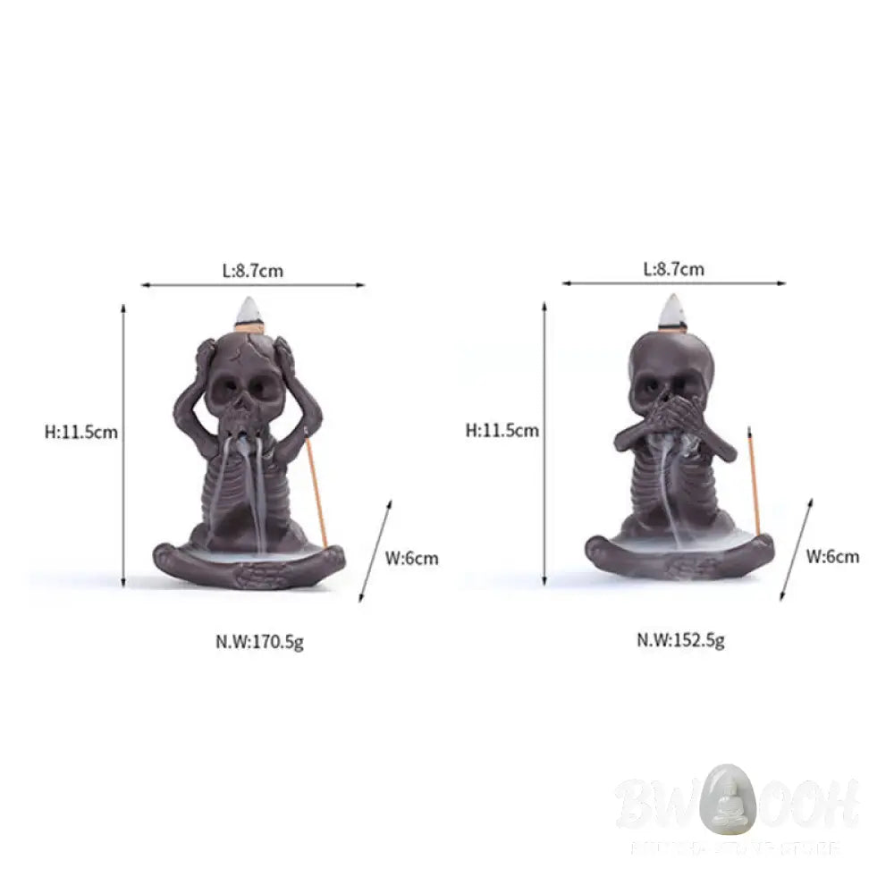 BWOOOH Little Skull Ghost Purple Clay Backflow Smoke Fountain Peace Incense Burner Decoration - Incense Burner