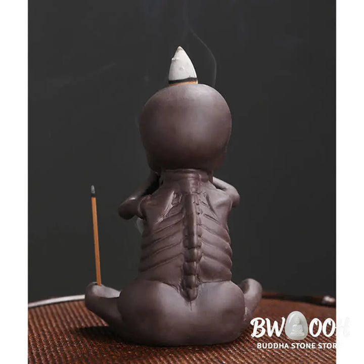 BWOOOH Little Skull Ghost Purple Clay Backflow Smoke Fountain Peace Incense Burner Decoration - Incense Burner