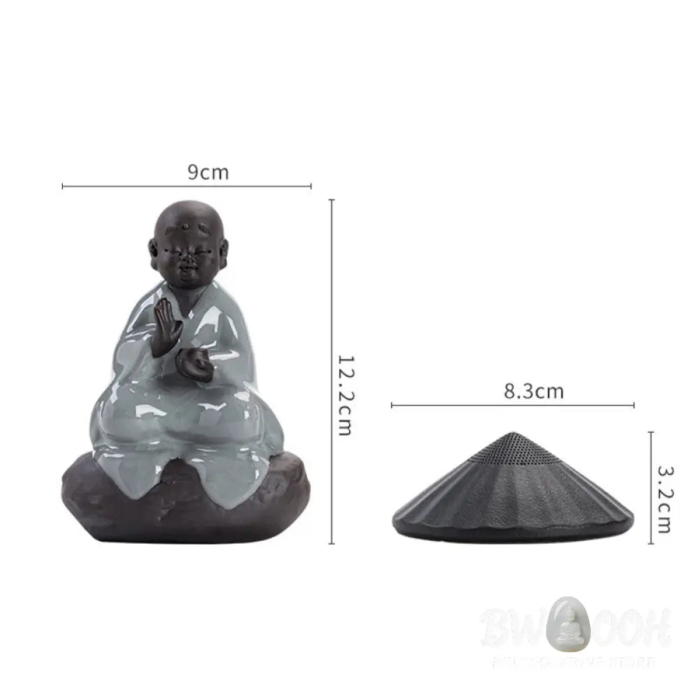 Buddha Stones Little Zen Monk Hat Strainer Ceramic Tea Accessories Figurine Home Decoration - Decorations