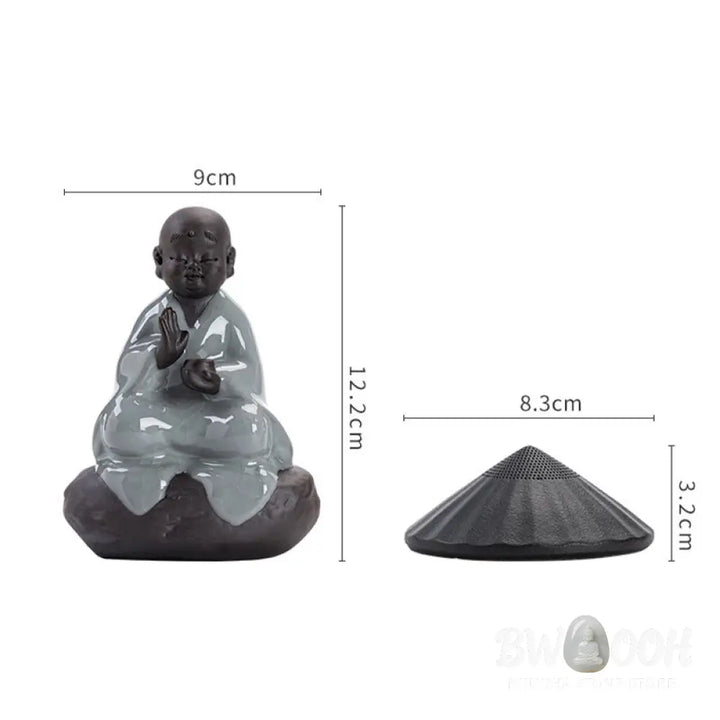 Buddha Stones Little Zen Monk Hat Strainer Ceramic Tea Accessories Figurine Home Decoration - Decorations