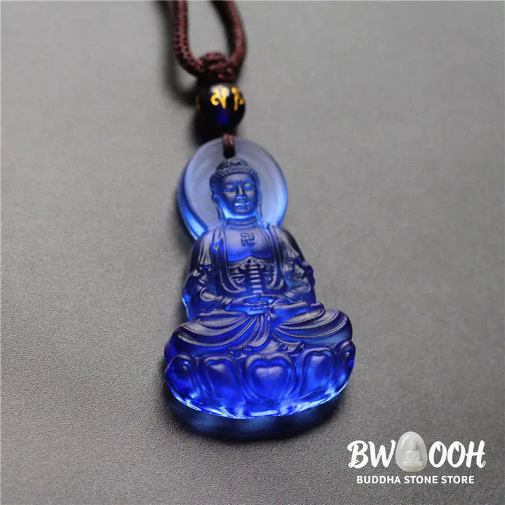 Buddha Stones Liuli Crystal Medicine Buddha Serenity Necklace Pendant - BWOOOH - Necklaces &amp; Pendants
