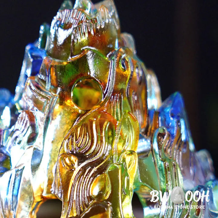 BWOOOH Liuli Crystal Mountain Healing Meditation Incense Burner - Liuli Incense Burner 8.5*13.5cm - Incense