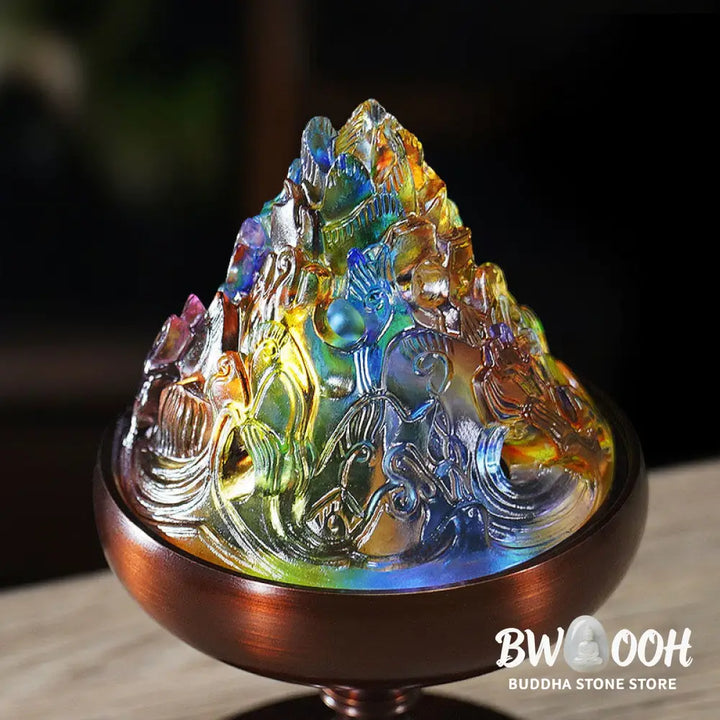 BWOOOH Liuli Crystal Mountain Healing Meditation Incense Burner - Liuli Incense Burner 8.5*13.5cm - Incense