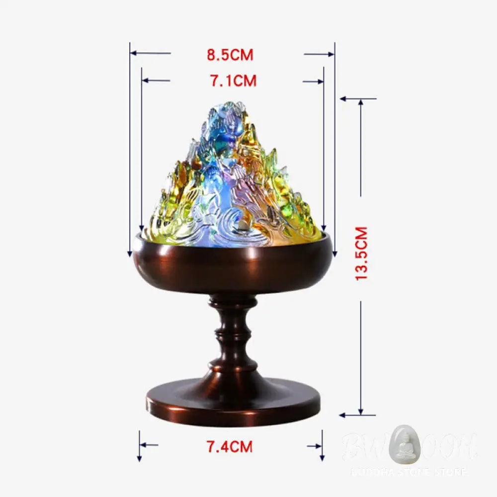 BWOOOH Liuli Crystal Mountain Healing Meditation Incense Burner - Liuli Incense Burner 8.5*13.5cm - Incense