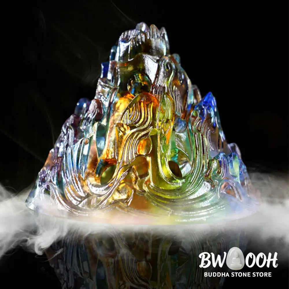 BWOOOH Liuli Crystal Mountain Healing Meditation Incense Burner - Liuli Incense Burner 8.5*13.5cm - Incense