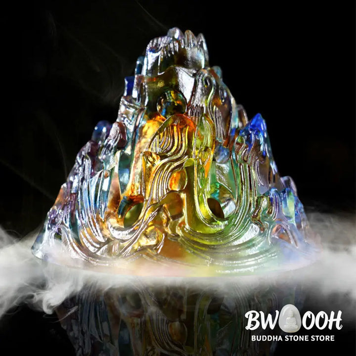 BWOOOH Liuli Crystal Mountain Healing Meditation Incense Burner - Liuli Incense Burner 8.5*13.5cm - Incense