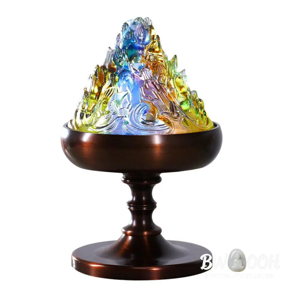 BWOOOH Liuli Crystal Mountain Healing Meditation Incense Burner - Liuli Incense Burner 8.5*13.5cm - Incense