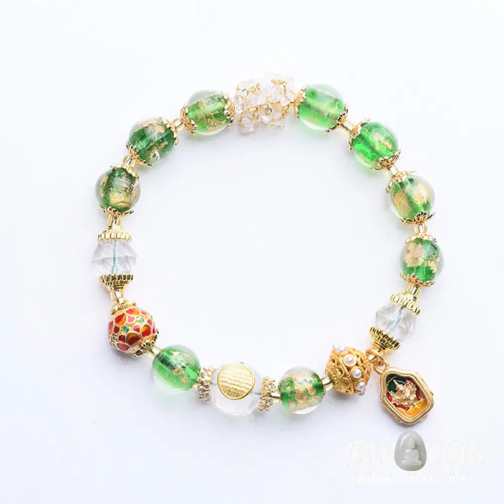 Buddha Stones Liuli Glass 925 Sterling Silver Copper Keep Away Evil Spirits Bracelet - Liuli Glass 925 Sterling