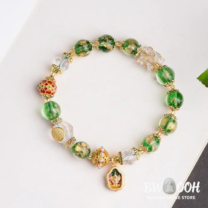 Buddha Stones Liuli Glass 925 Sterling Silver Copper Keep Away Evil Spirits Bracelet - Liuli Glass 925 Sterling