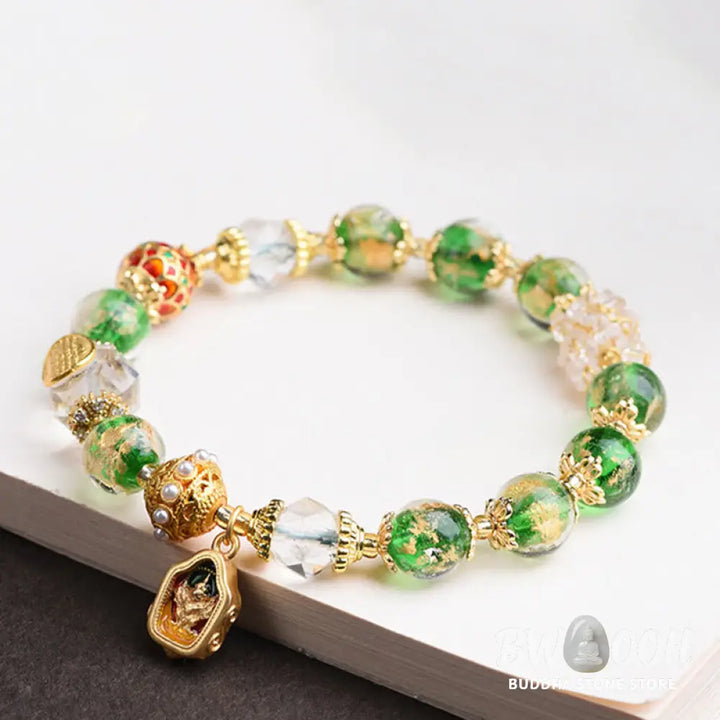 Buddha Stones Liuli Glass 925 Sterling Silver Copper Keep Away Evil Spirits Bracelet - Liuli Glass 925 Sterling