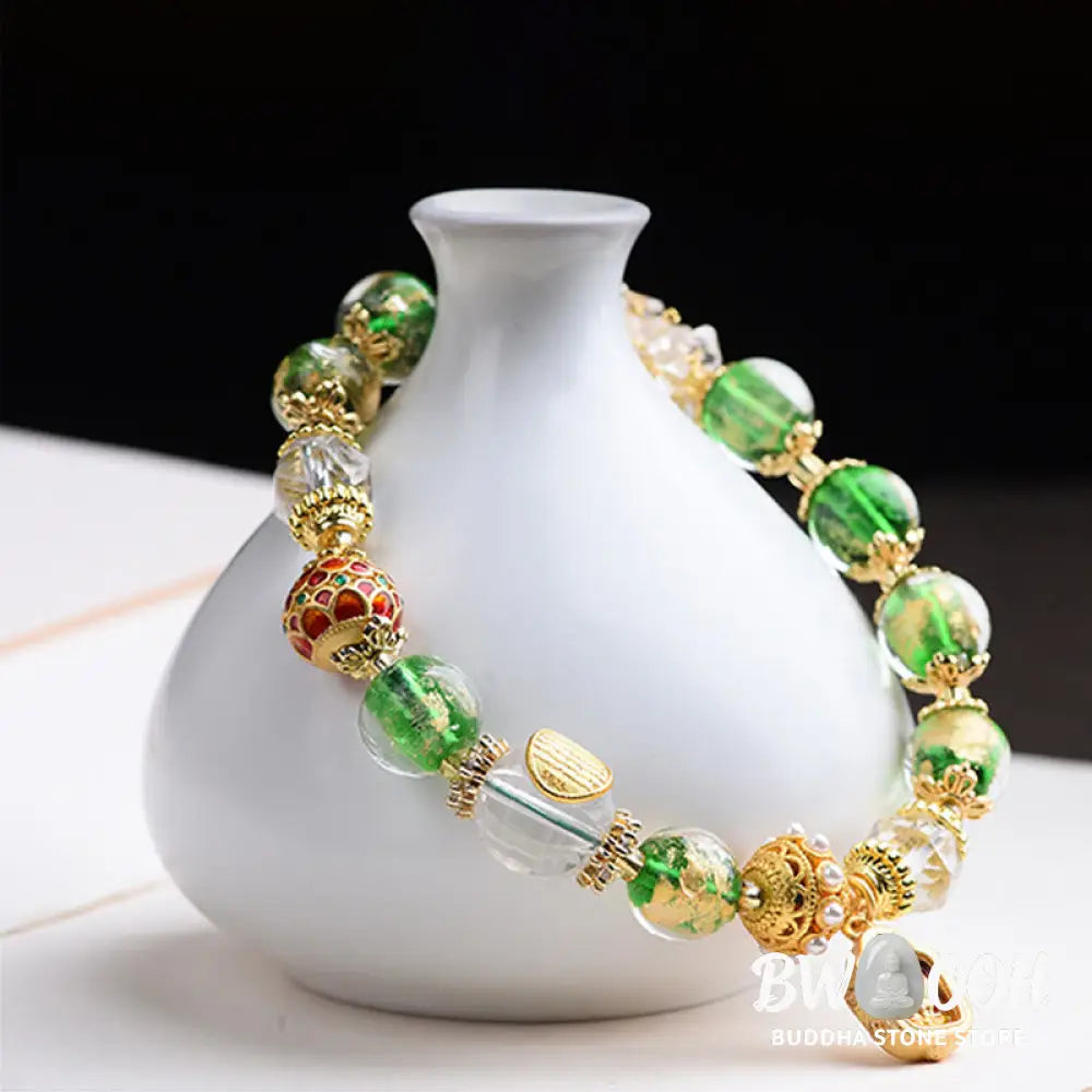 Buddha Stones Liuli Glass 925 Sterling Silver Copper Keep Away Evil Spirits Bracelet - Liuli Glass 925 Sterling