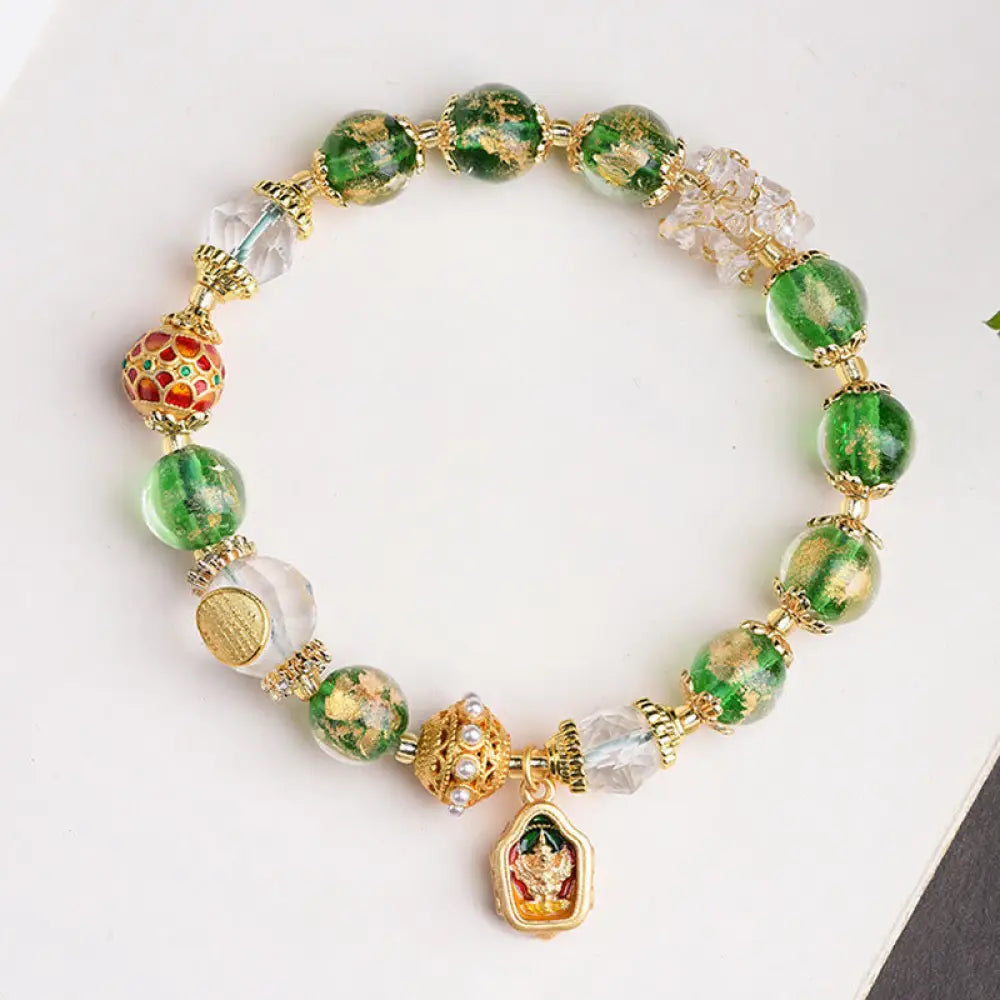 Buddha Stones Liuli Glass 925 Sterling Silver Copper Keep Away Evil Spirits Bracelet - Liuli Glass 925 Sterling
