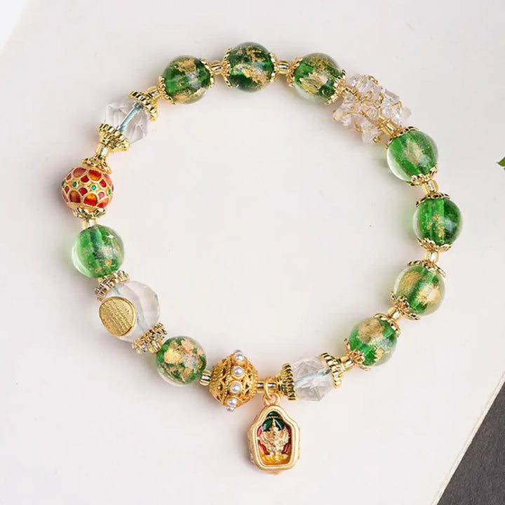 Buddha Stones Liuli Glass 925 Sterling Silver Copper Keep Away Evil Spirits Bracelet - Liuli Glass 925 Sterling