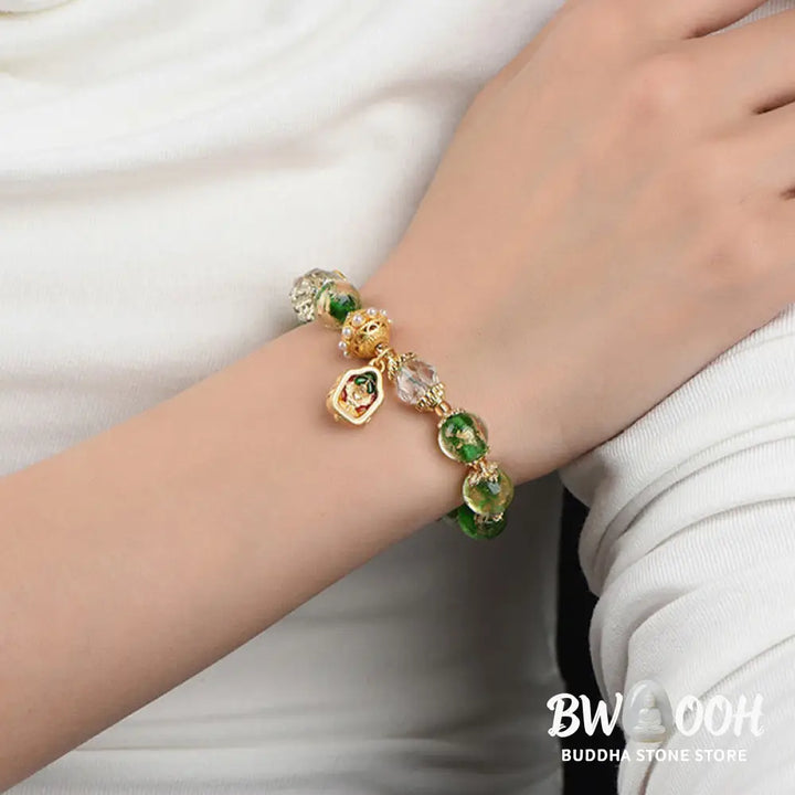 Buddha Stones Liuli Glass 925 Sterling Silver Copper Keep Away Evil Spirits Bracelet - Liuli Glass 925 Sterling
