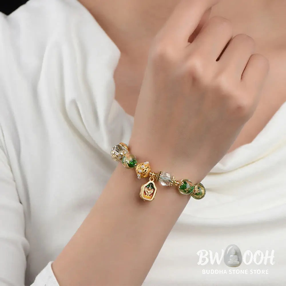 Buddha Stones Liuli Glass 925 Sterling Silver Copper Keep Away Evil Spirits Bracelet - Liuli Glass 925 Sterling