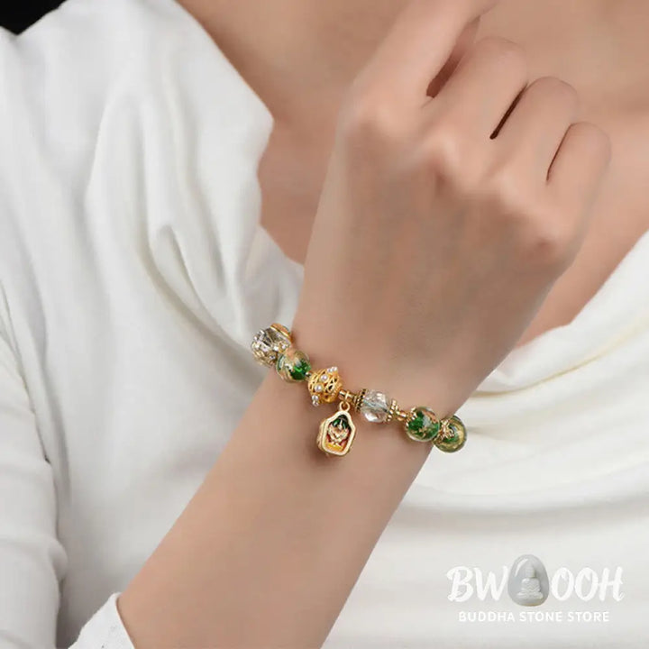 Buddha Stones Liuli Glass 925 Sterling Silver Copper Keep Away Evil Spirits Bracelet - Liuli Glass 925 Sterling