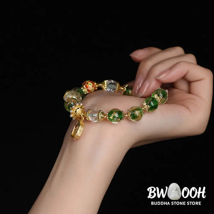 Buddha Stones Liuli Glass 925 Sterling Silver Copper Keep Away Evil Spirits Bracelet - Liuli Glass 925 Sterling