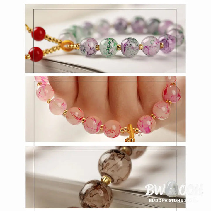 Buddha Stones Liuli Glass Bead Blessing Harmony Bracelet - BWOOOH - Bracelet