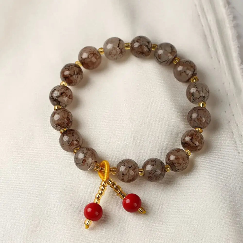 Buddha Stones Liuli Glass Bead Blessing Harmony Bracelet - BWOOOH - Brown - Bracelet