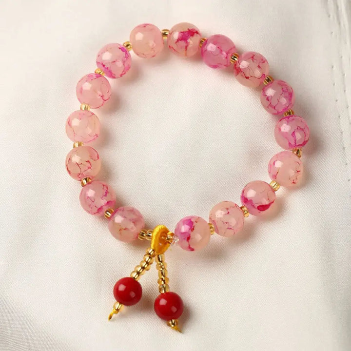 Buddha Stones Liuli Glass Bead Blessing Harmony Bracelet - BWOOOH - Pink - Bracelet
