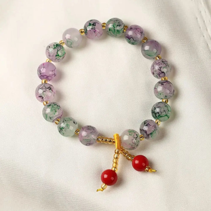 Buddha Stones Liuli Glass Bead Blessing Harmony Bracelet - BWOOOH - Purple - Bracelet