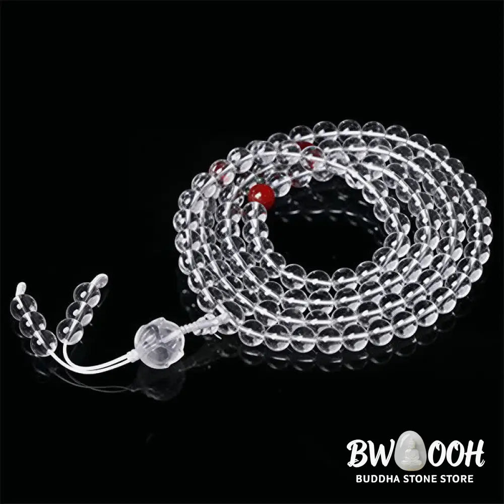 BWOOOH Liuli Lotus 108 round bead enlightenment mala, 8mm Liuli beads, premium elastic string, delicate lotus symbol, meditation accessory for spiritual balance and focus. - View 3