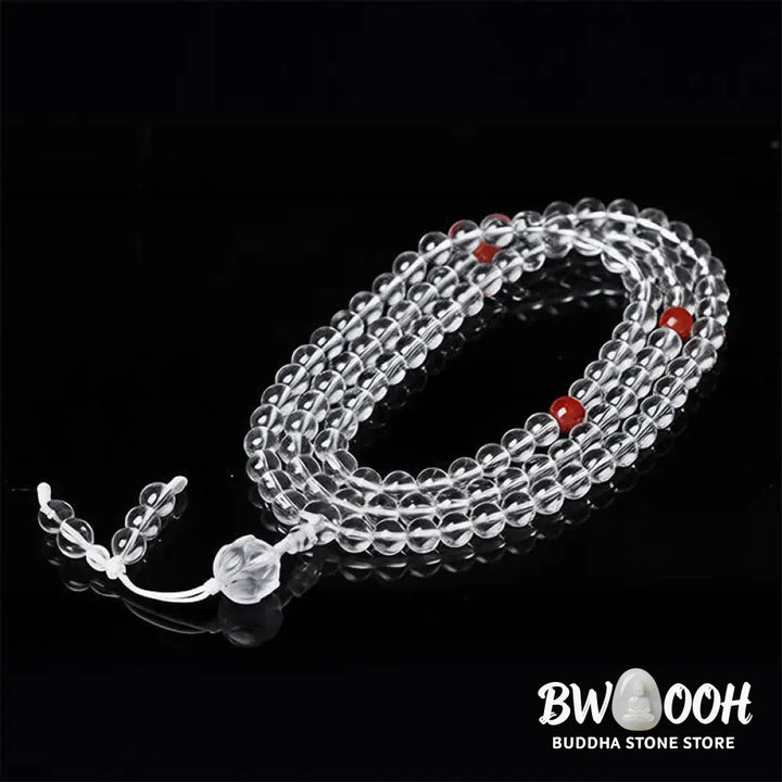BWOOOH Liuli Lotus 108 round bead enlightenment mala, 8mm Liuli beads, premium elastic string, delicate lotus symbol, meditation accessory for spiritual balance and focus. - View 2