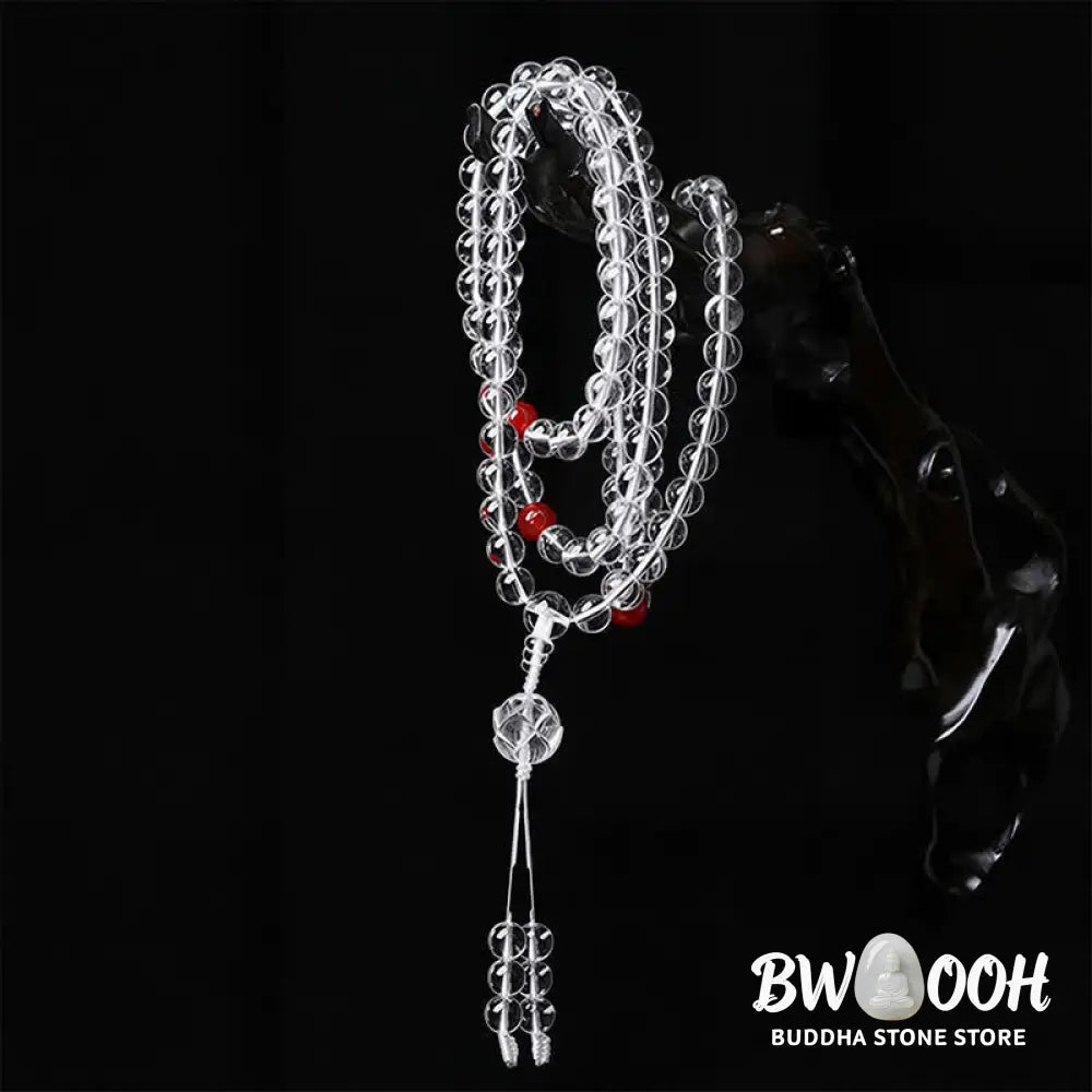 BWOOOH Liuli Lotus 108 round bead enlightenment mala, 8mm Liuli beads, premium elastic string, delicate lotus symbol, meditation accessory for spiritual balance and focus. - View 4
