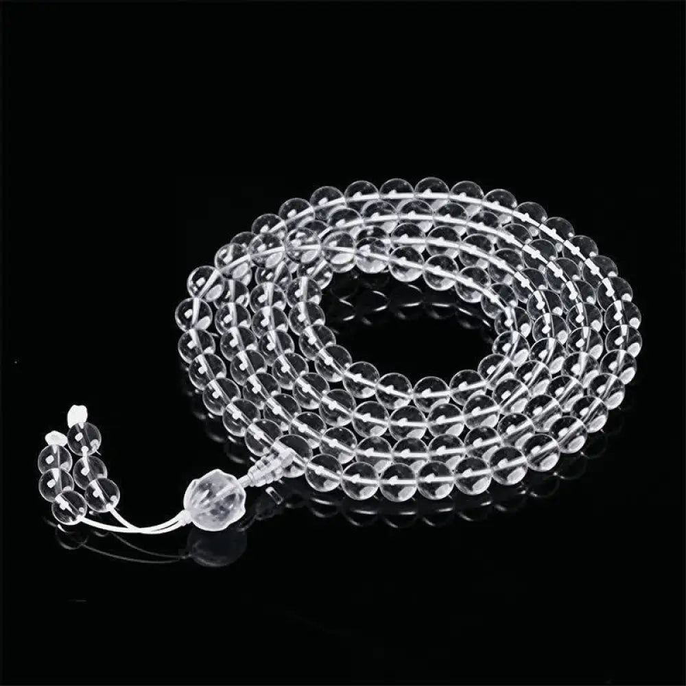BWOOOH Liuli Lotus 108 round bead enlightenment mala, 8mm Liuli beads, premium elastic string, delicate lotus symbol, meditation accessory for spiritual balance and focus. - View 9