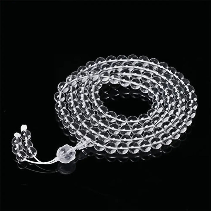 BWOOOH Liuli Lotus 108 round bead enlightenment mala, 8mm Liuli beads, premium elastic string, delicate lotus symbol, meditation accessory for spiritual balance and focus. - View 9